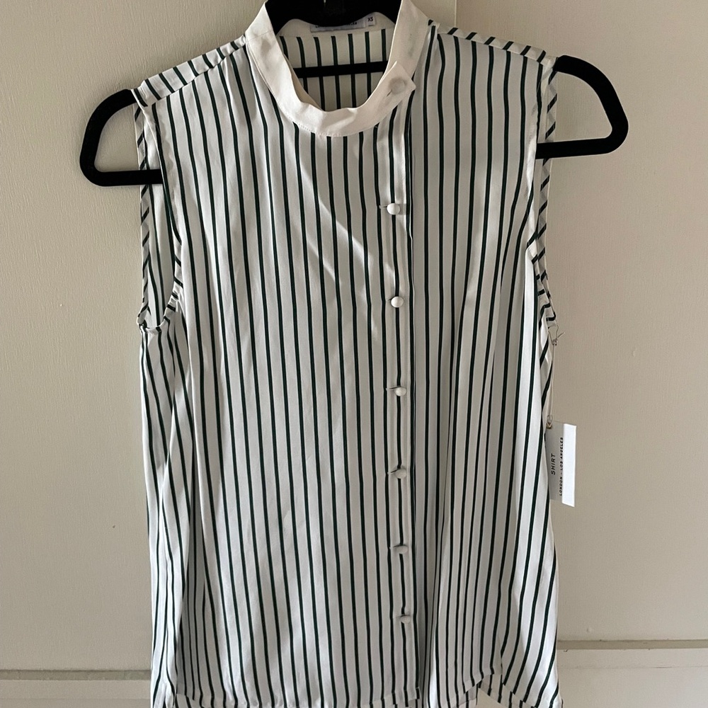 NWT Frame Silk Striped Sleeveless Blouse